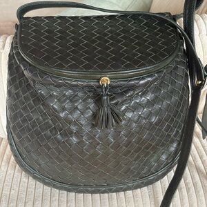 Vintage Bottega Veneta Intrecciato two way bag dark olive green